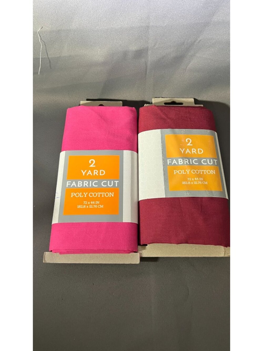 Poly Cotton Fabric Cuts 2 Yards Each of Pink & Burgundy Sewing Lot